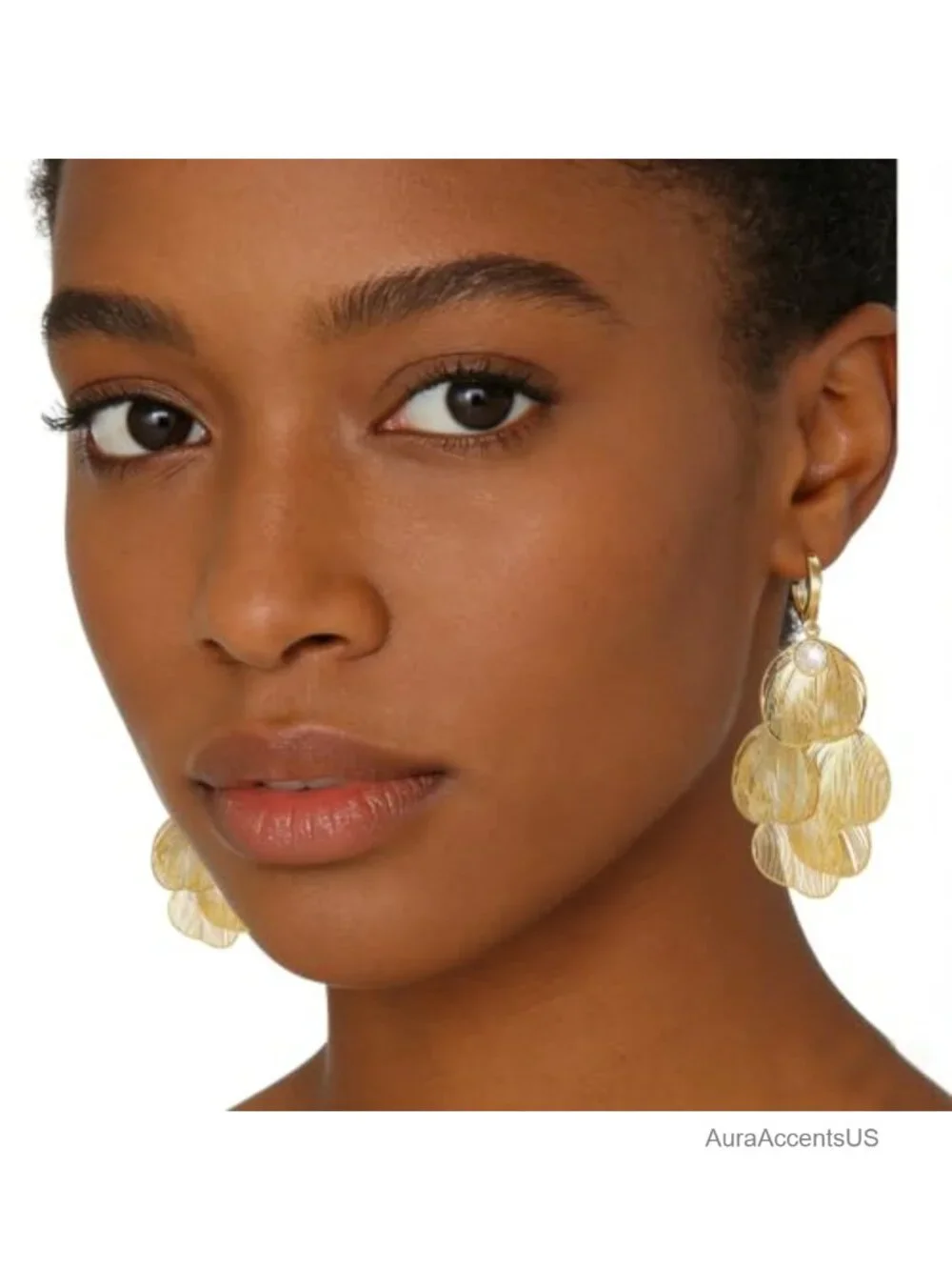 Boho Gold Flower Chandelier Dangle Earrings, Hypoallergenic Zinc Alloy,